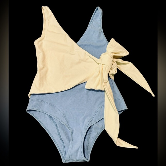LISA MARIE FERNANDEZ**Blue/White Louise Wrap One-Piece Swim**Size 3;Large $550 - Picture 4 of 6